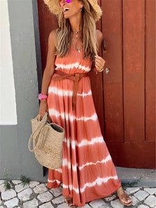 Sexy Fashion Strap Gradient Striped Maxi Dresses