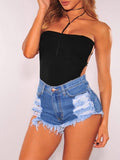 Ripped Raw Denim Shorts Hot Pants