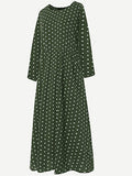 Stylish Polka Dot Simple Print Round Neck Maxi Dresses