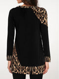 Asymmetric Hem Leopard Print Round Neck T-shirts