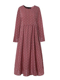 Stylish Polka Dot Simple Print Round Neck Maxi Dresses