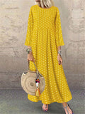 Stylish Polka Dot Simple Print Round Neck Maxi Dresses