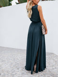 Bohemia V-neck Lace Up Sleeveless Maxi Dress