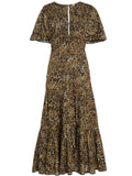 Sexy Dotted Leopard Print Bat Sleeve Deep V-Neck Maxi Dress