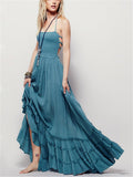 Sexy Vacation Flowy Solid Color Maxi Dress