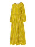 Stylish Polka Dot Simple Print Round Neck Maxi Dresses