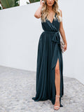 Bohemia V-neck Lace Up Sleeveless Maxi Dress