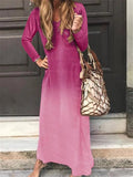 Fashion Contrast Color Stitching V Neck Maxi Dresses