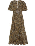 Sexy Dotted Leopard Print Bat Sleeve Deep V-Neck Maxi Dress