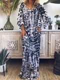 Printed Ruffled Short Sleeves Maxi Dresses