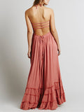 Sexy Vacation Flowy Solid Color Maxi Dress