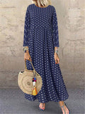 Stylish Polka Dot Simple Print Round Neck Maxi Dresses