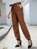 Wild Pure Bow Tie High Waist Slim Casual Pants Straight Feet Pants