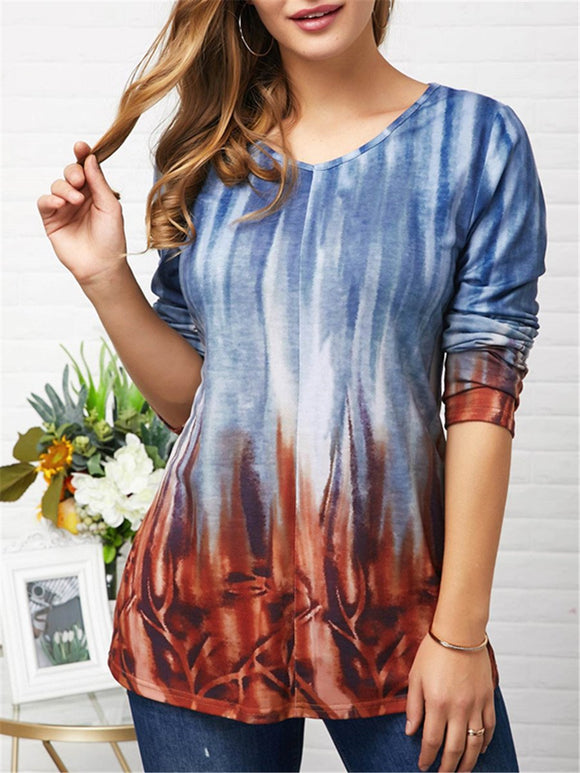 Stylish Personality Gradient Printed Round Neck T-Shirts