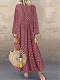 Stylish Polka Dot Simple Print Round Neck Maxi Dresses