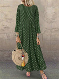 Stylish Polka Dot Simple Print Round Neck Maxi Dresses