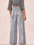 Striped printed wide-leg flared pants